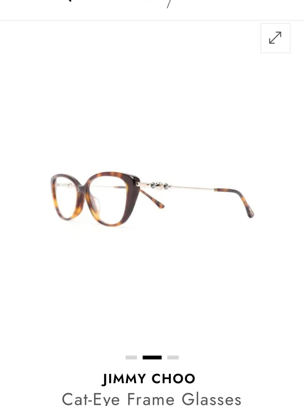 Jimmy Choo Tortoiseshell Cat-Eye Glasses with Gold Temples